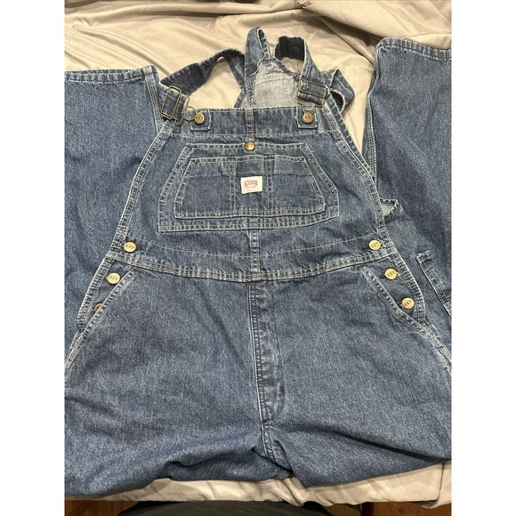 KEY DENIM OVERALLS WOMENS SIZE 18 Tall 100% COTTON - Picture 1 of 3